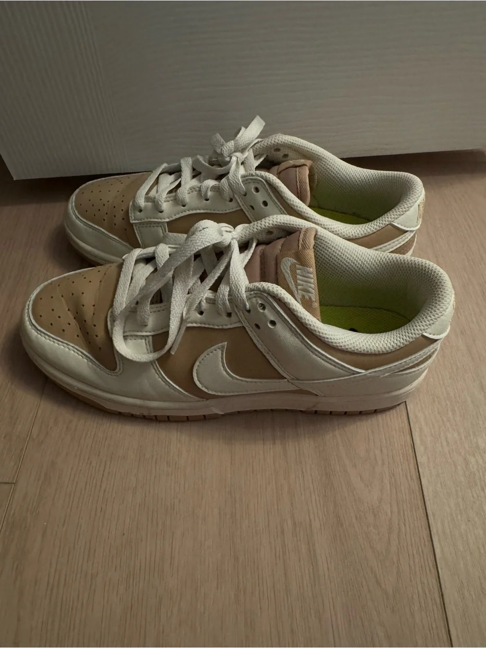 Nike Low-Top Sneakers in White and Tan Beige
